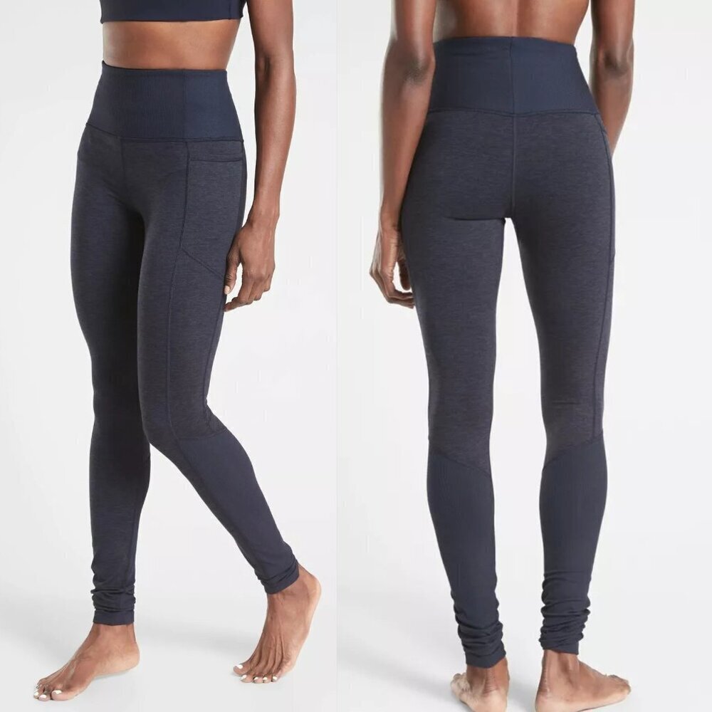 Athleta Exhale Stash Pocket Heel Tight in SoftLuxe Navy Blue  - 36295